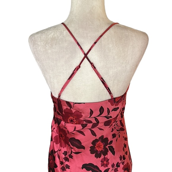 NWT House of Harlow 1960 Pink Floral Satin Midriff Cutout Slip Midi Dress - M - Picture 8 of 12
